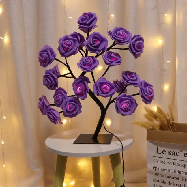 Lámpara romántica con forma de rosal: luz decorativa para el dormitorio