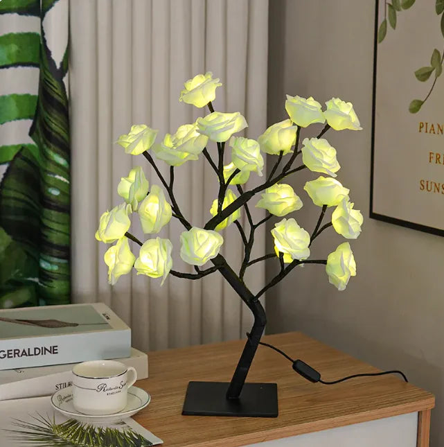 Lámpara romántica con forma de rosal: luz decorativa para el dormitorio