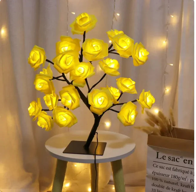 Lámpara romántica con forma de rosal: luz decorativa para el dormitorio