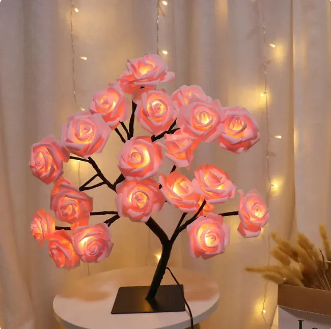 Lámpara romántica con forma de rosal: luz decorativa para el dormitorio