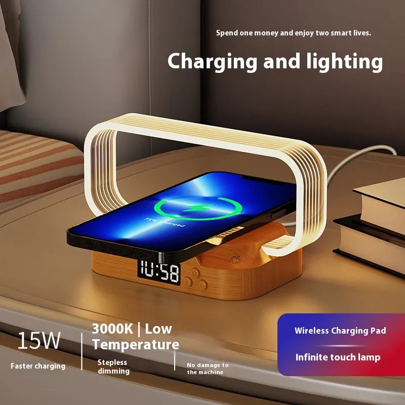 Lamp with Clock/Voice Control & Wireless Charger