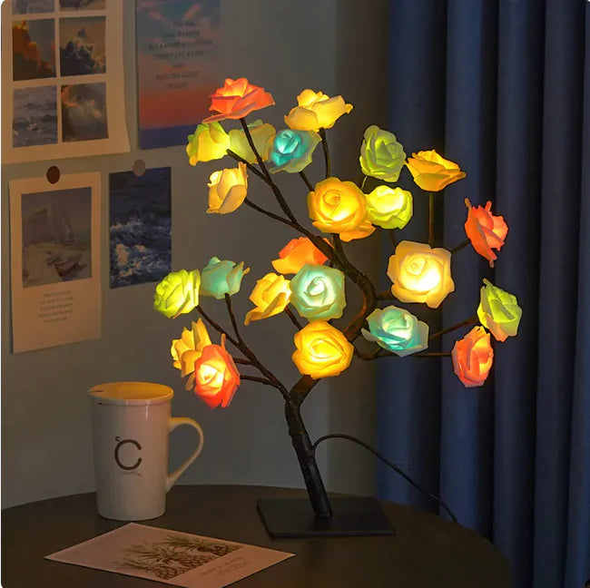 Lampe rosier romantique – Lampe décorative pour chambre à coucher