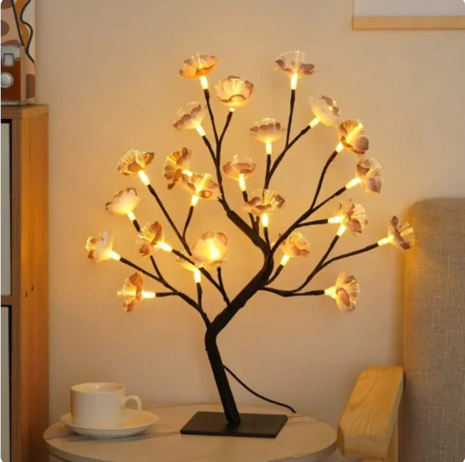 Lámpara romántica con forma de rosal: luz decorativa para el dormitorio