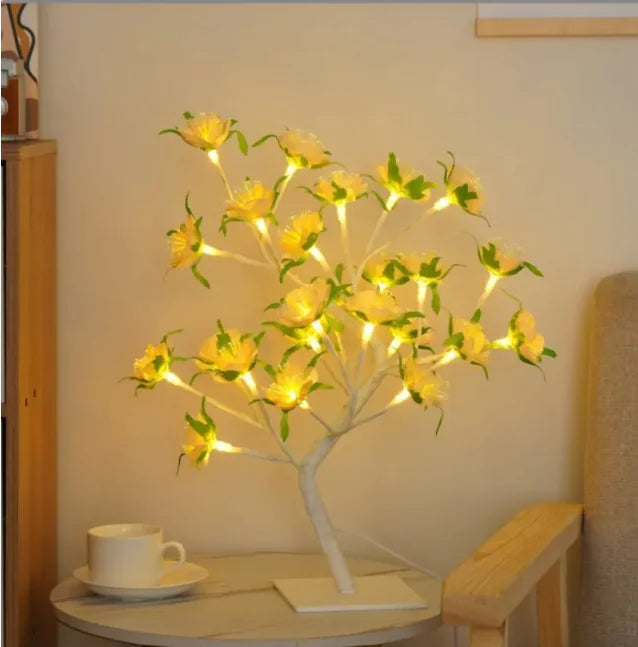 Lámpara romántica con forma de rosal: luz decorativa para el dormitorio